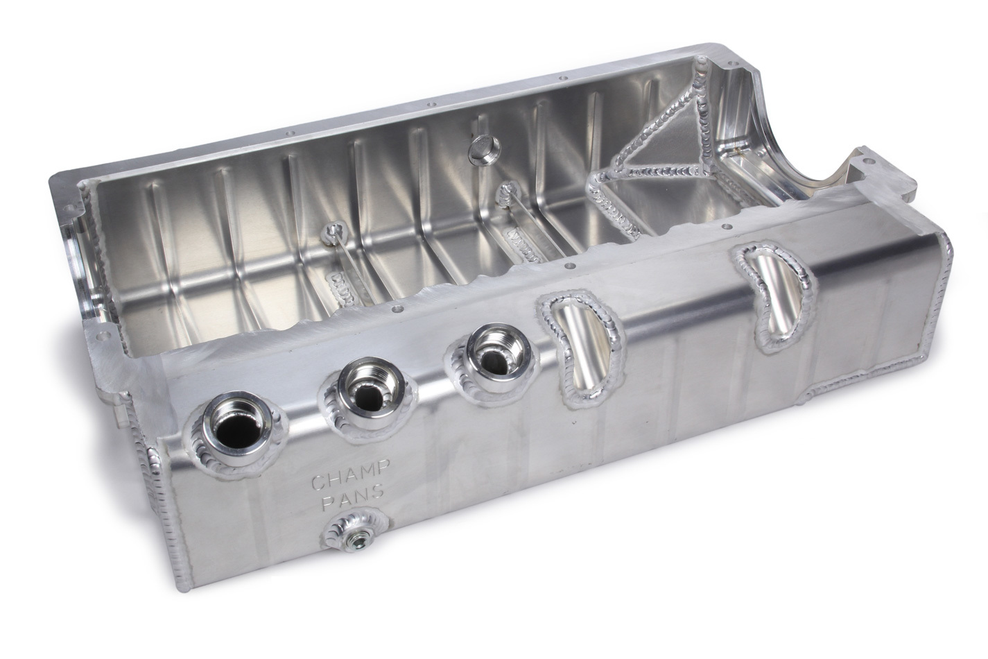 CHAMP PANS SBC Dry Sump Oil Pan w/ Dart Block #12AN ORB PRO182R3A