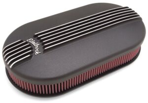 EDELBROCK Billet Alum. Dual Carb A/C – Large Oval- Black 41193