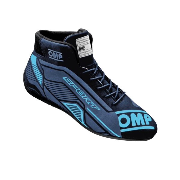 OMP RACING, INC. OMP SPORT SHOES FIA 8856 -2018 BLACK / CYAN SZ. 3 IC0-0829-A01-275-39