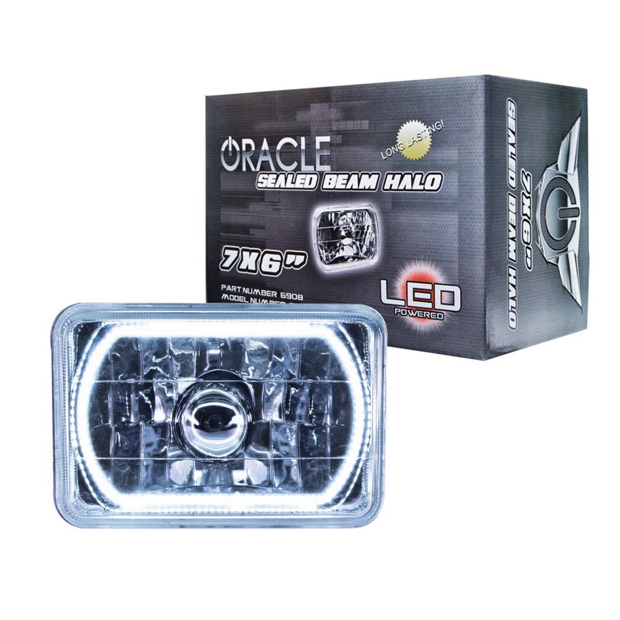 ORACLE LIGHTING 7x6in Sealed Beam Head Light w/Halo White 6908-001