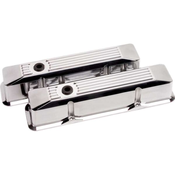 BILLET SPECIALTIES Valve Covers SBC Ribbed Polished Tall 95620