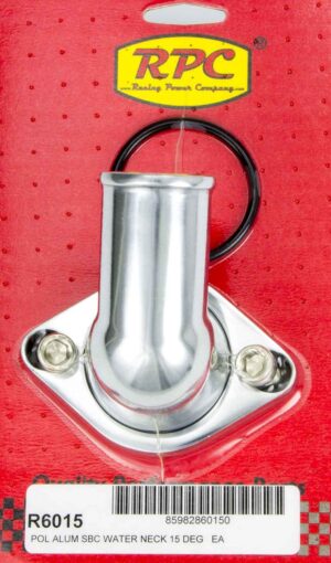 RACING POWER CO-PACKAGED 66-75 Chevy V8 Alum 15 Deg Water Neck Polished R6015