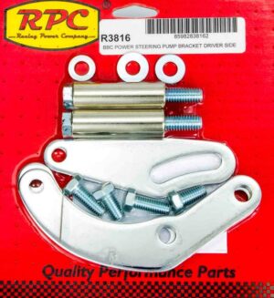 RACING POWER CO-PACKAGED BBC Saginaw Power Steer Bracket Swp Chrome R3816