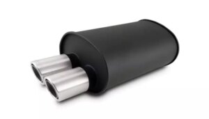 VIBRANT PERFORMANCE Streetpower Flat Black Oval Muffler 2.5in Inlet 12315