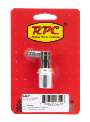 RACING POWER CO-PACKAGED PCV Valve w/90 Degree Tube Steel Zinc R4201