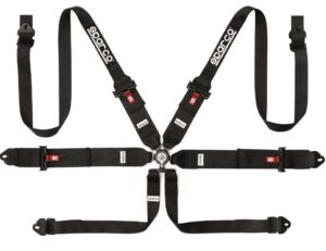 SPARCO Harness 6-Pt 3in to 2in Hans Steel Black 04818RH1NR