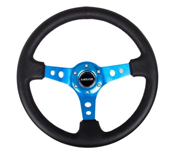 NRG INNOVATION Steering Wheel 350mm 3in Dish Blk Leather/Blue Ct RST-006BL