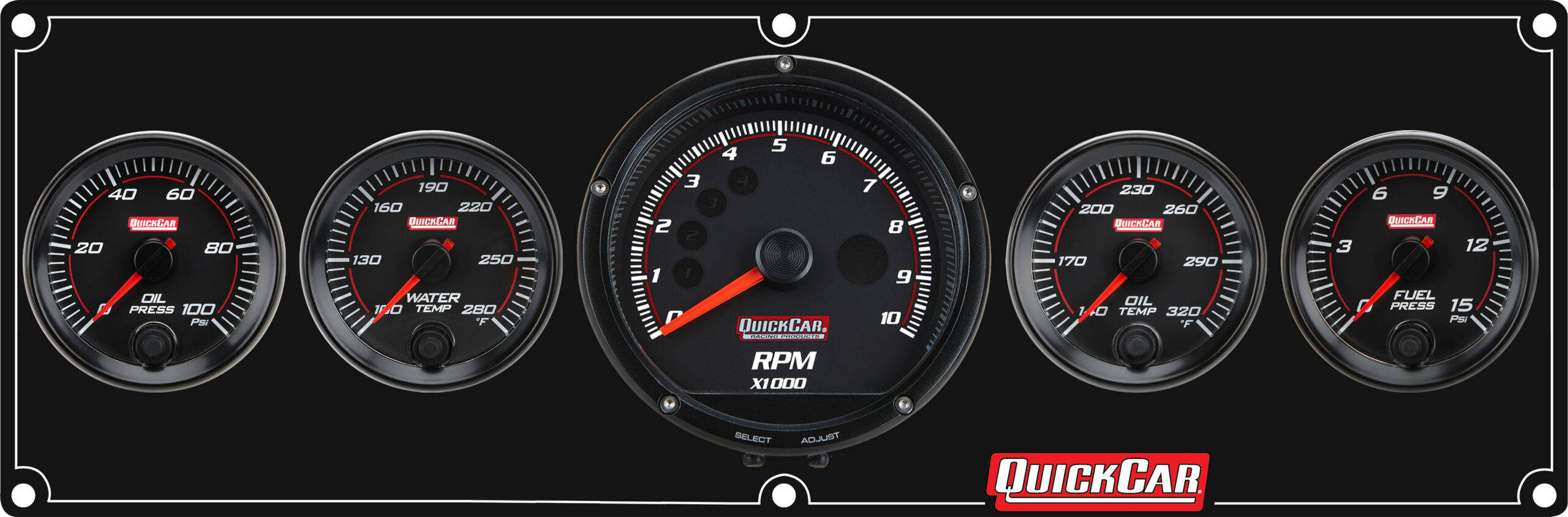 QUICKCAR RACING PRODUCTS Redline 4-1 Gauge Panel OP/WT/OT/FP w/Recall Tac 69-4051