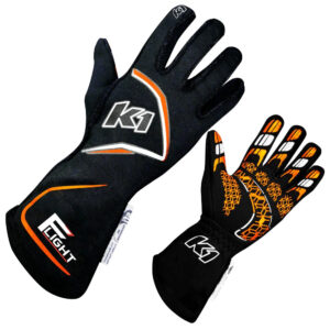 K1 RACEGEAR Gloves Flight Medium Black-Flo Orange 23-FLT-NFO-M