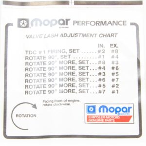 MOPAR PERFORMANCE Valve Lash Adj. Decal P4452989