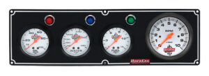 QUICKCAR RACING PRODUCTS 3-1 Gauge Panel OP/WT/FP w/3-3/8in Tach Black 61-67423
