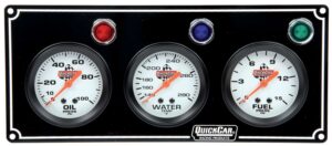 QUICKCAR RACING PRODUCTS 3 Gauge Panel  OP/WT/FP Black 61-6712
