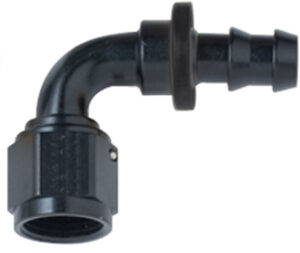 FRAGOLA Hose Fitting #8 90 Deg Push Lock Black 209008-BL