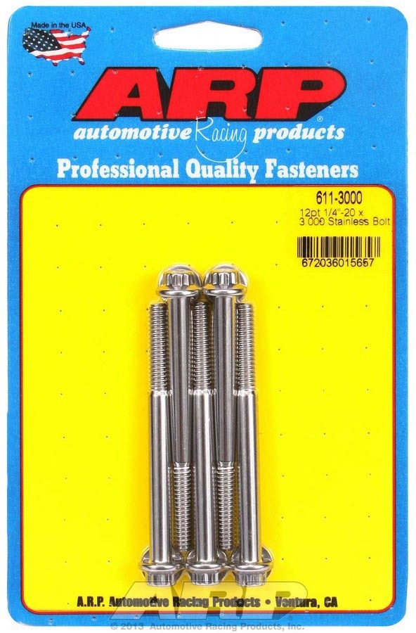 ARP S/S Bolt Kit – 12pt. (5) 1/4-20 x 3.000 611-3000