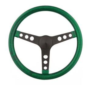 GRANT Steering Wheel Mtl Flake Green/Spoke Blk 13.5 8452