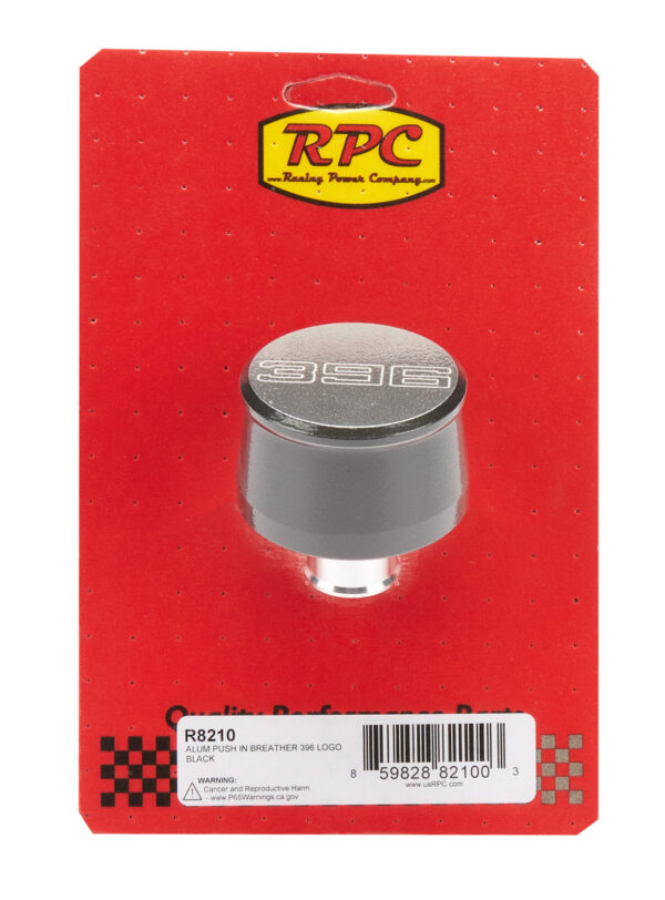 RACING POWER CO-PACKAGED Valve Cover Breather 396 Logo Black Each R8210