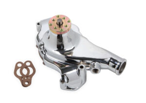 MR. GASKET SBC Short Water Pump Alm. w/Chrome Finish 7014G