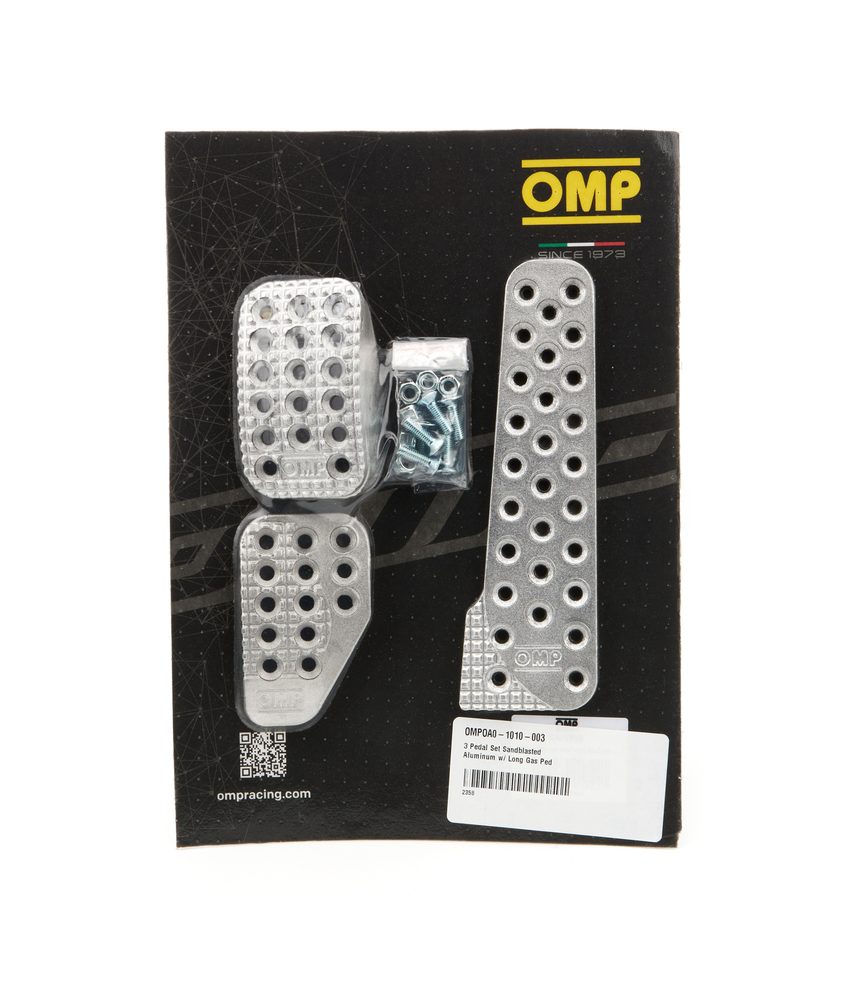 OMP RACING, INC. 3 Pedal Set Sandblasted Aluminum w/ Long Gas Ped OA0-1010-003