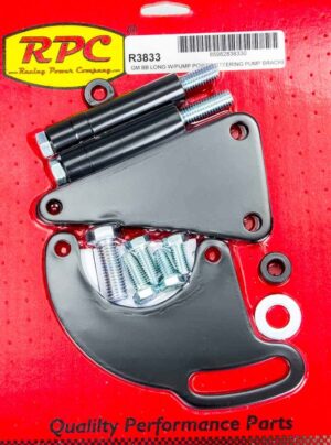 RACING POWER CO-PACKAGED BBC Saginaw Power Steer Bracket Lwp Black R3833