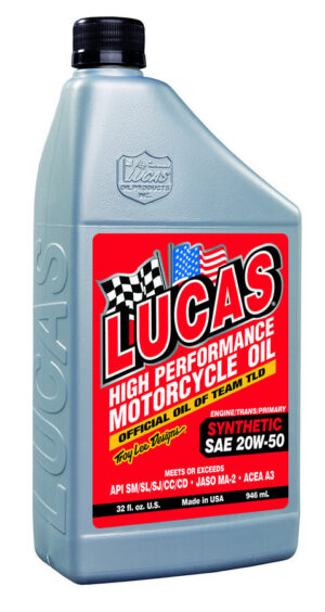 LUCAS OIL Synthetic SAE 20w50 Motorcycle Oil 1 Qt LUC10702