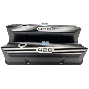 RACING POWER CO-PACKAGED Valve Covers Aluminum Tall Ford 428 CID Logo R7683BK