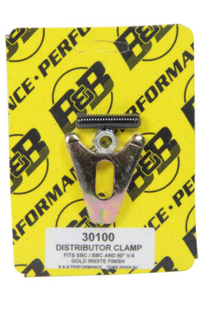 B and B PERFORMANCE PRODUCTS Distributor Clamp – Chevy V8- Gold 30100
