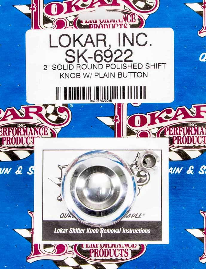 LOKAR 2in Shift Knob Solid Round Polished w/Button SK-6922