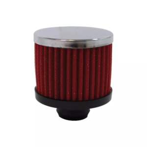RACING POWER CO-PACKAGED Valve Cover Breather 3in Tall Push In Chrome/Red R9308RED