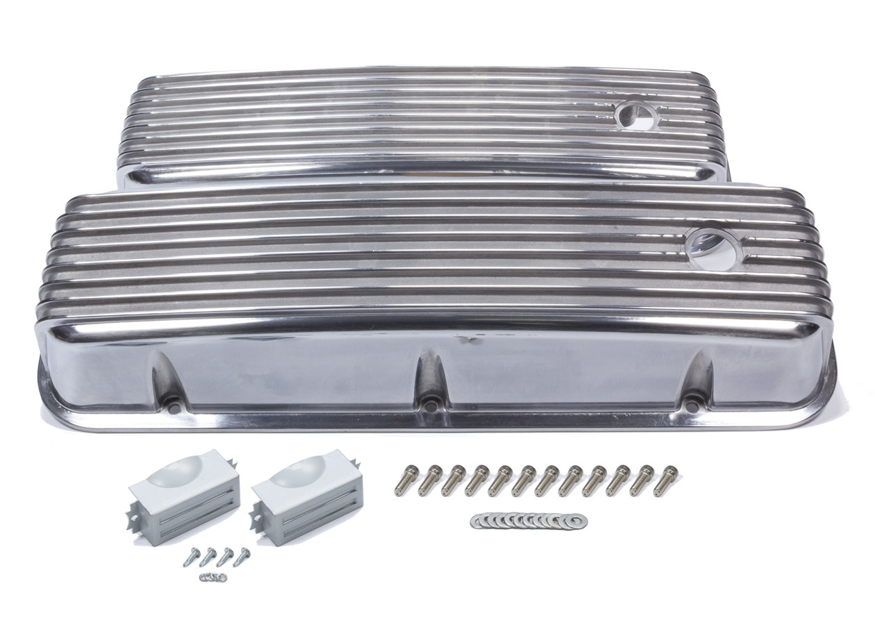MR. GASKET BBC Cast Alm Valve Cover Set Finned Style Pol. 6859G