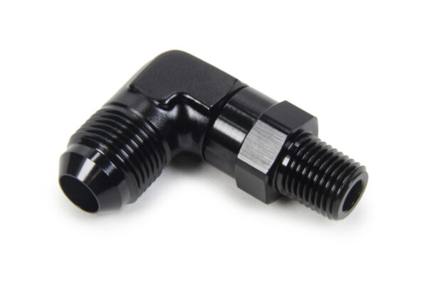 TRIPLE X RACE COMPONENTS AN to NPT Swivel 90 Deg #8 x 1/4 HF-93082BLK
