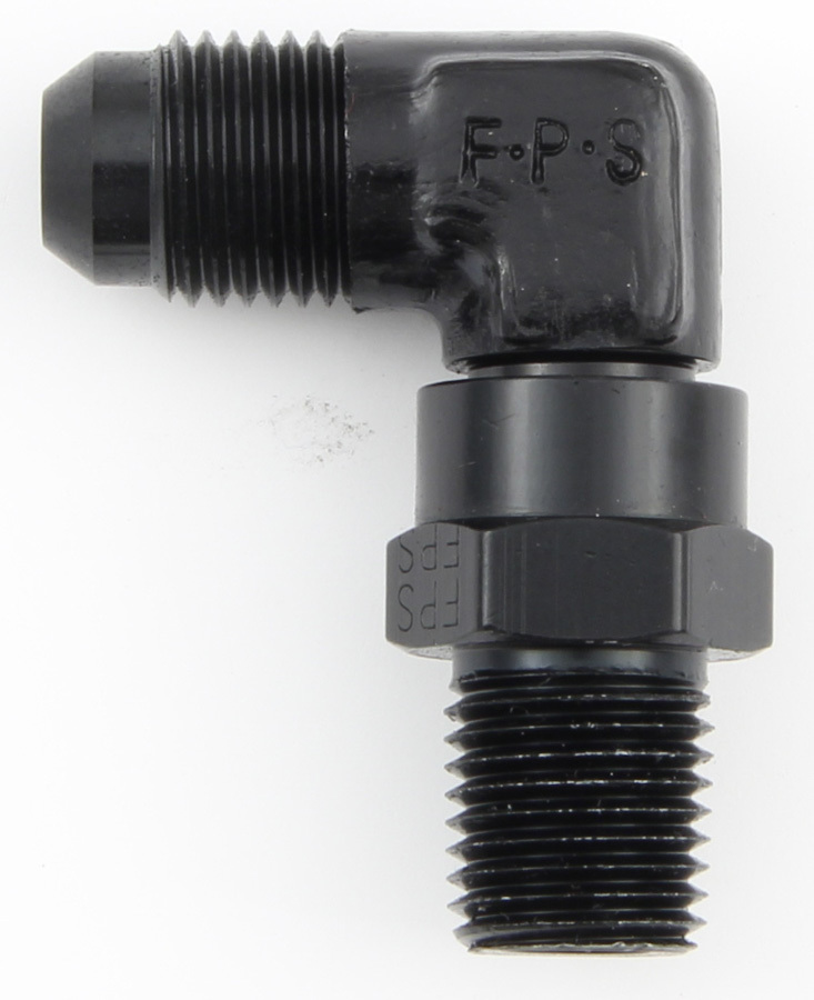 FRAGOLA #10 x 1/2 MPT 90 Deg Swivel Adapter Black 499110-BL