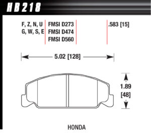 HAWK BRAKE Brake Pad Front Honda Blue Compound HB218E.583