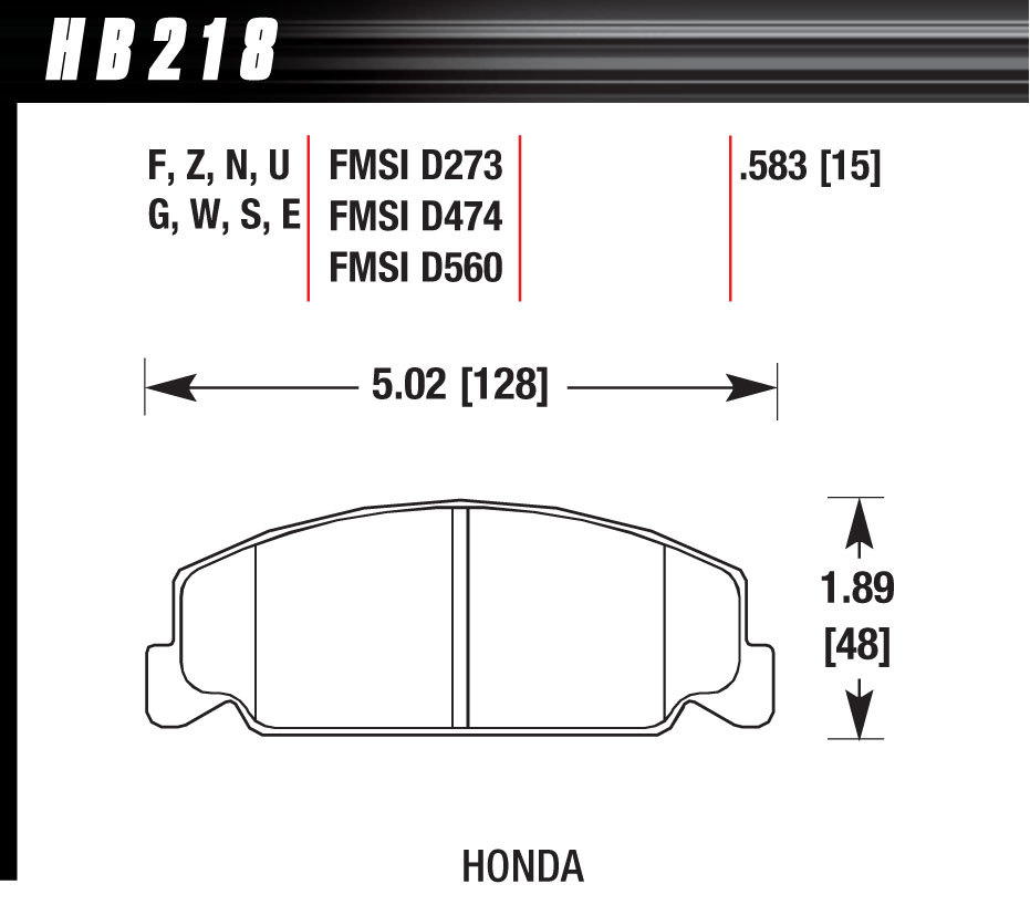 HAWK BRAKE Brake Pad Front Honda Blue Compound HB218E.583