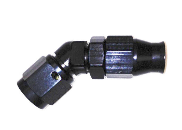 FRAGOLA Hose Fitting #12 45 Deg PTFE Black 684512-BL