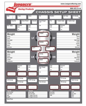 LONGACRE Chassis Set Up/Tire Sheet 52-22528