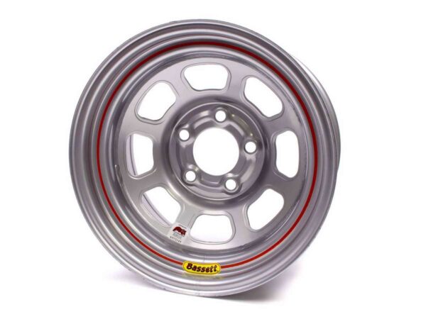 BASSETT 15X8 IMCA Wheel D-Hole Silver 5×5 58D54IS