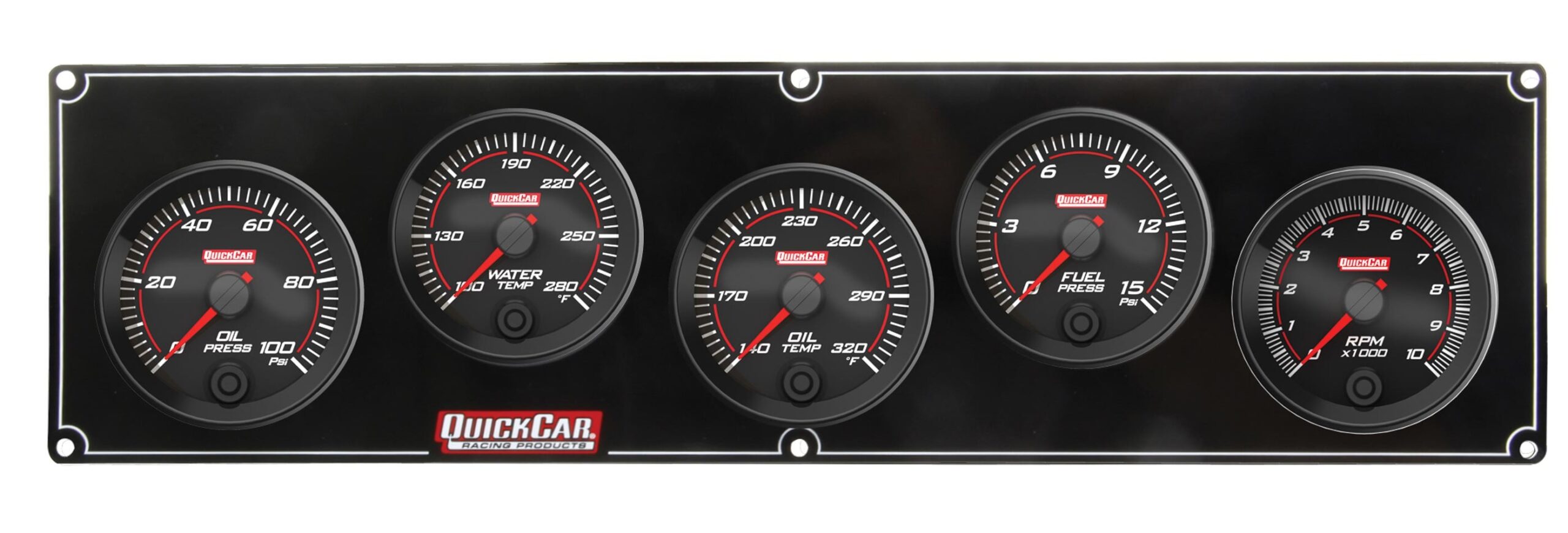 QUICKCAR RACING PRODUCTS Redline 4-1 Gauge Panel OP/WT/OT/FP w/2-5/8 Tach 69-4251