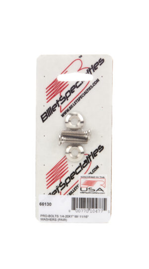 BILLET SPECIALTIES 1/4-20 x 1in SS Bolts Pair 66130