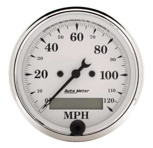 AUTOMETER Old Tyme White 3 1/8in 120MPH Elec. Speedo 1688