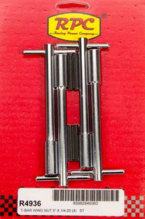 RACING POWER CO-PACKAGED Chrome Wing Nuts 5-3/8 x 1 1/4-20 4pk R4936