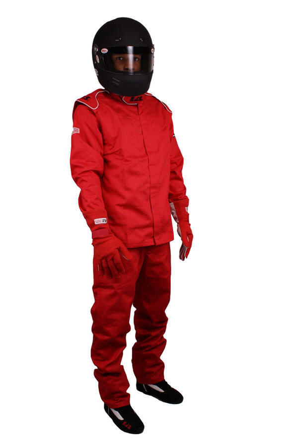 RJS SAFETY Pants Red Medium SFI-1 FR Cotton 200410404