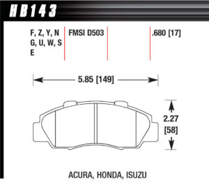HAWK BRAKE Performance Street Brake Pads (4) HB143F.680