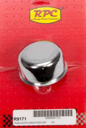 RACING POWER CO-PACKAGED Chrome Push In Breather 2-3/4in Dia 3/4in Neck R9171