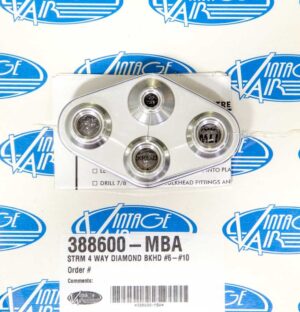 VINTAGE AIR 4 Way Diamond Bulkhead #6 & #10 Male O-Ring 388600-MBA