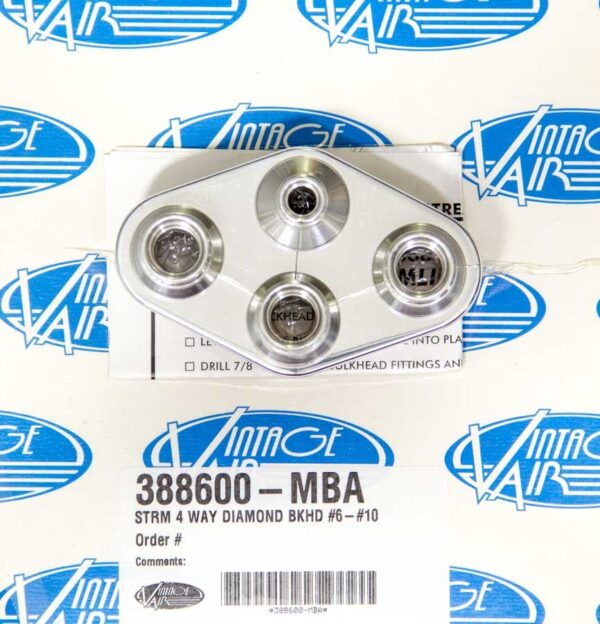 VINTAGE AIR 4 Way Diamond Bulkhead #6 & #10 Male O-Ring 388600-MBA
