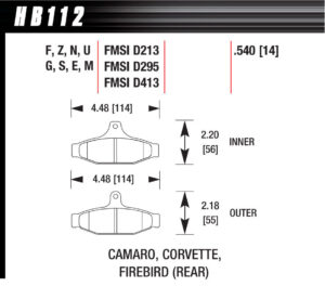 HAWK BRAKE Performance Street Brake Pads (4) HB112N.540