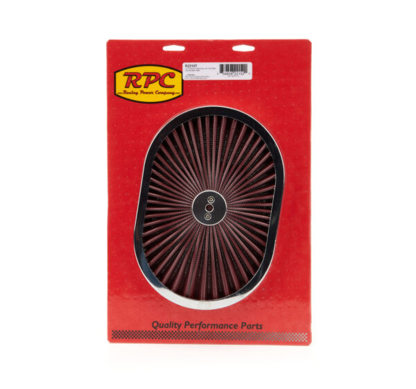 RACING POWER CO-PACKAGED 12in Super Flow Oval Air Cleaner Red Mesh R2215T