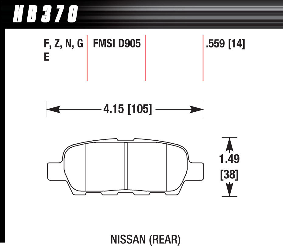HAWK BRAKE Performance Street Brake Pads (4) HB370F.559