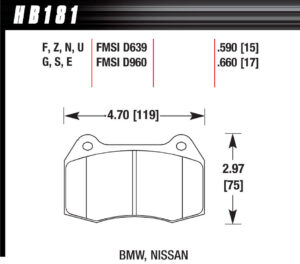 HAWK BRAKE Brake Pads BMW HB181F.660