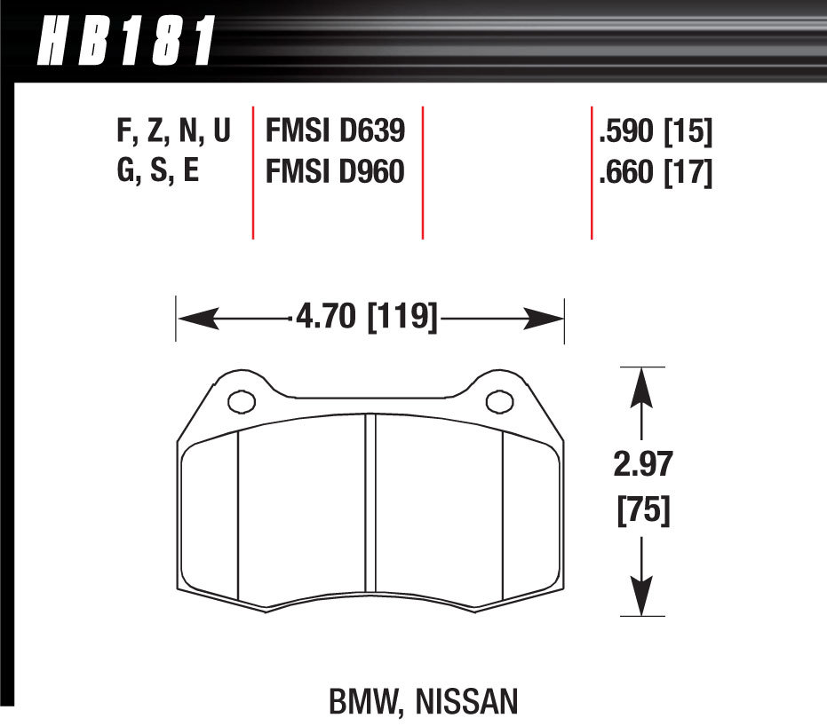 HAWK BRAKE Brake Pads BMW HB181F.660